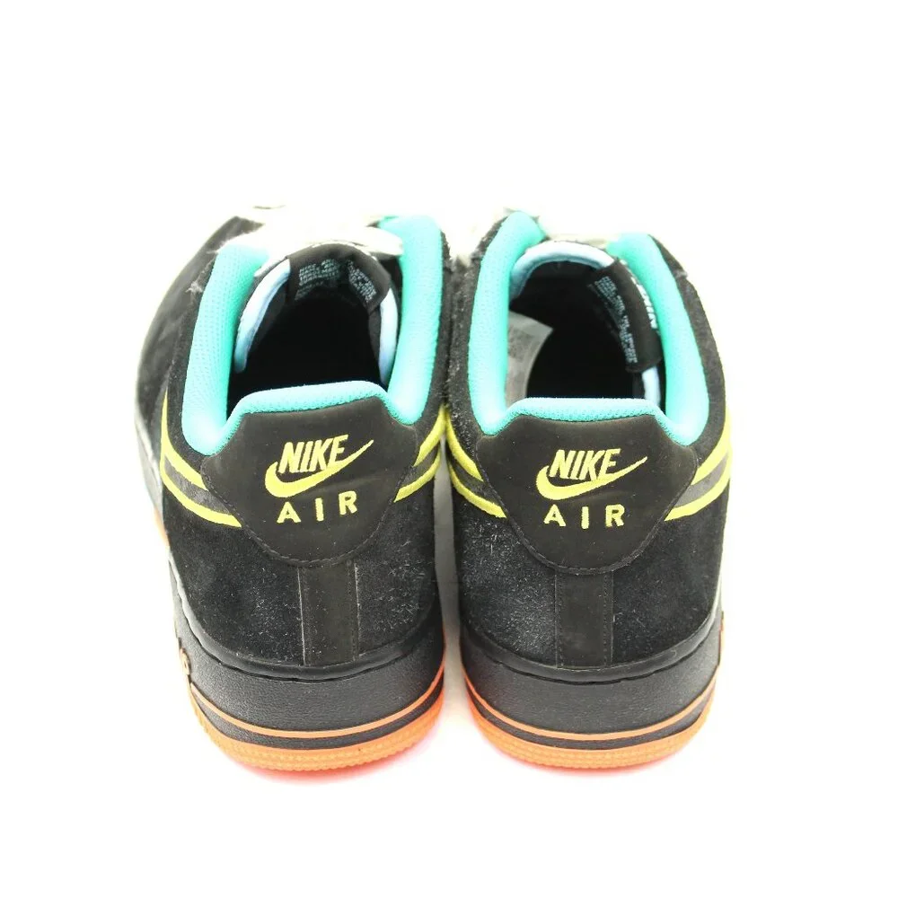 Nike Men's Black Suede Athletic Shoes with Yellow Swoosh & Teal Lining